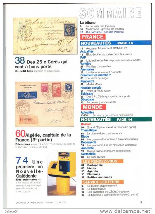 L´écho De La Timbrologie N° 1771 (février 2004) - Francés (desde 1941)