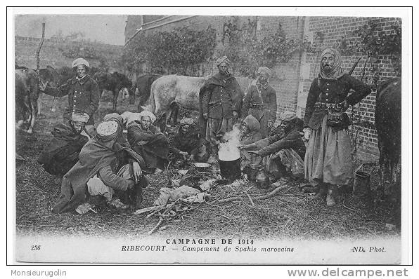 60 )FL) RIBECOURT, Campagne 1914, Campement De Spahis Marocains, ND Photo 236, Animee (thème Militaria) ** - Ribecourt Dreslincourt