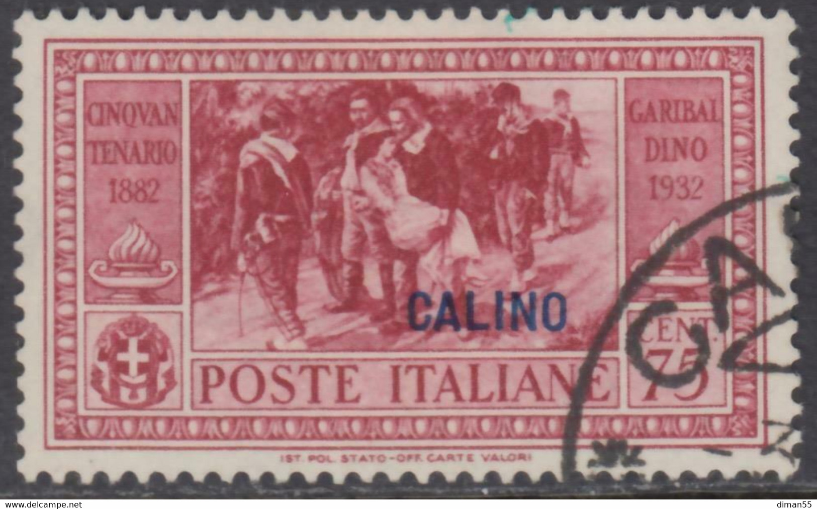 EGEO - CALIMNO - GARIBALDI N.22 - Cv 50 Euro USED - LUXUS GESTEMPELT - USATO - Egeo (Calino)