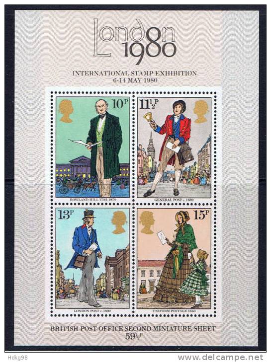 GB Großbritannien 1979 Mi Bl. 2** Rowland Hill - Unclassified