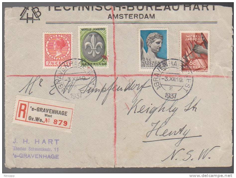 Netherlands-1937 Scouts On Registered Front Cover - Other & Unclassified