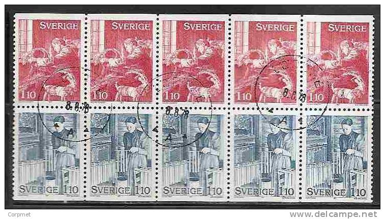 SWEDEN - NÖEL 1977- Block Of 10 From The Exploided BOOKLET - Yvert # C 988 - VF USED - Blocchi & Foglietti