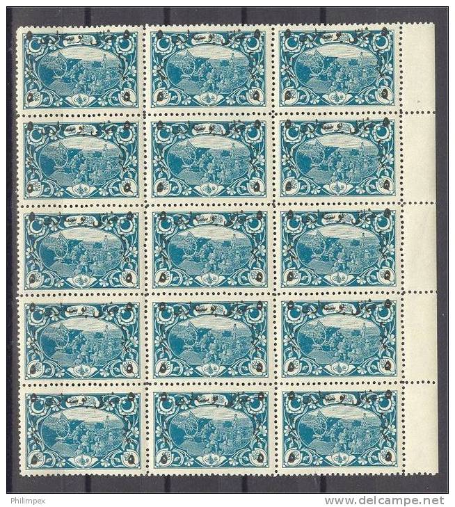 TURKEY 1917 SURCHARGE, SUPERB BLOCK OF 15, NEVER HINGED, GOOD STAMP! - Nuevos