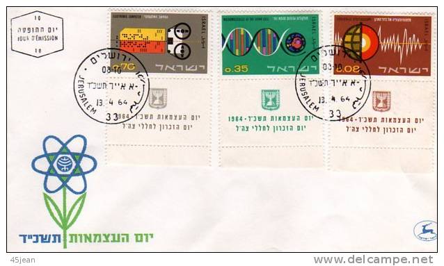 Israel: 1964 Fdc 16ème Anniversaire De L'état, Contribution à La Science, Avec Tabs TB.. - Lettres & Documents