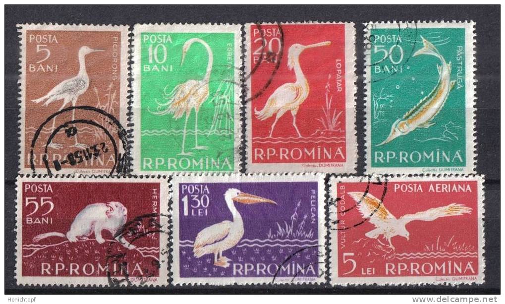 Rumänien; 1957; Michel 1686/93 O; Tierwelt Des Donaudeltas; 7 Werte - Used Stamps