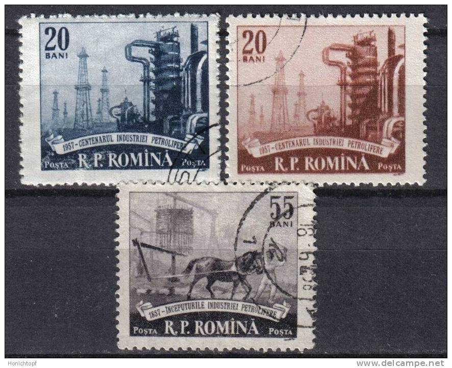 Rumänien; 1957; Michel 1671/3 O; 100 Jahre Petroleumindustrie; - Gebraucht