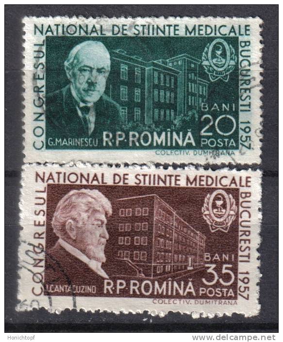 Rumänien; 1957; Michel 1635/6 O; Medizin; Marinescu Und Cantacuzino - Gebraucht