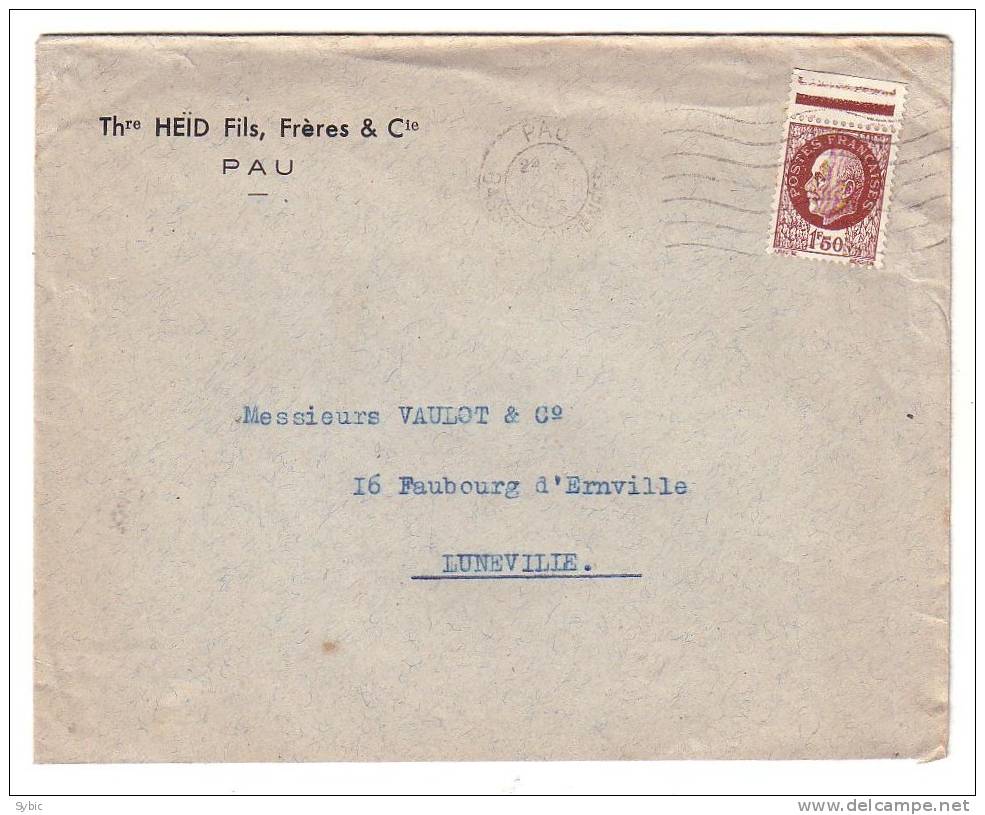 FRANCE -  Lettre 1943 - Pau - Luneville - Yvert 517 - Lettres & Documents