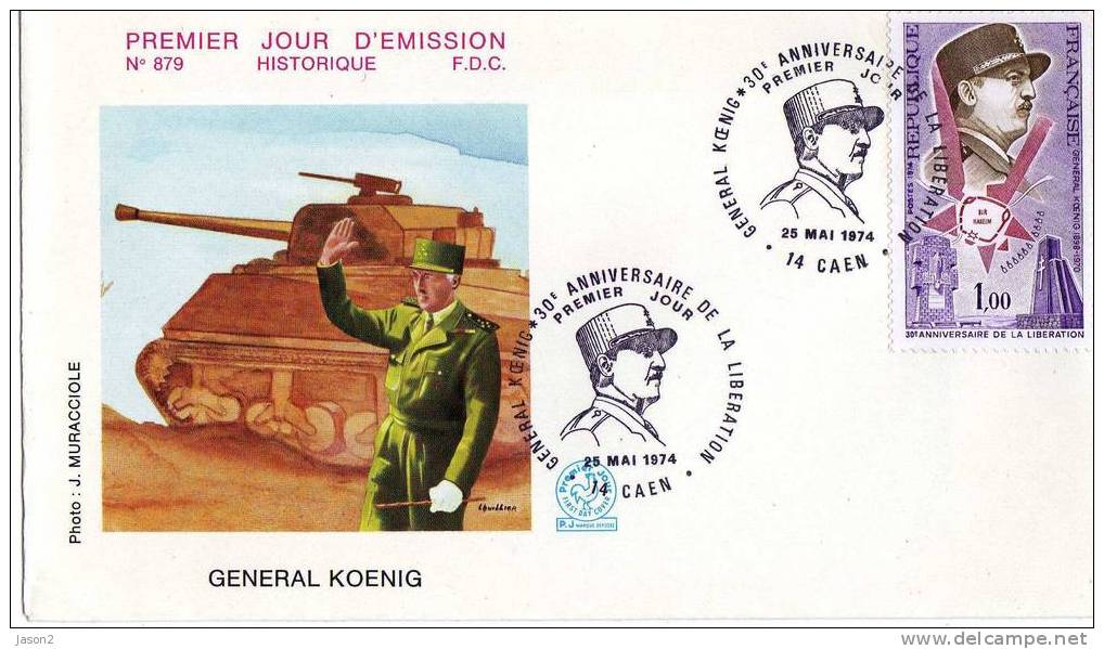 Lettre 1er Jour  General Koenig - Briefe U. Dokumente