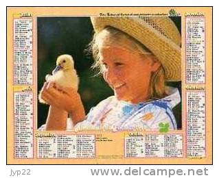 Calendrier Almanach Finistère - 1991 Enfants Fille & Chien Labrador Fille & Caneton - Tamaño Grande : 1991-00