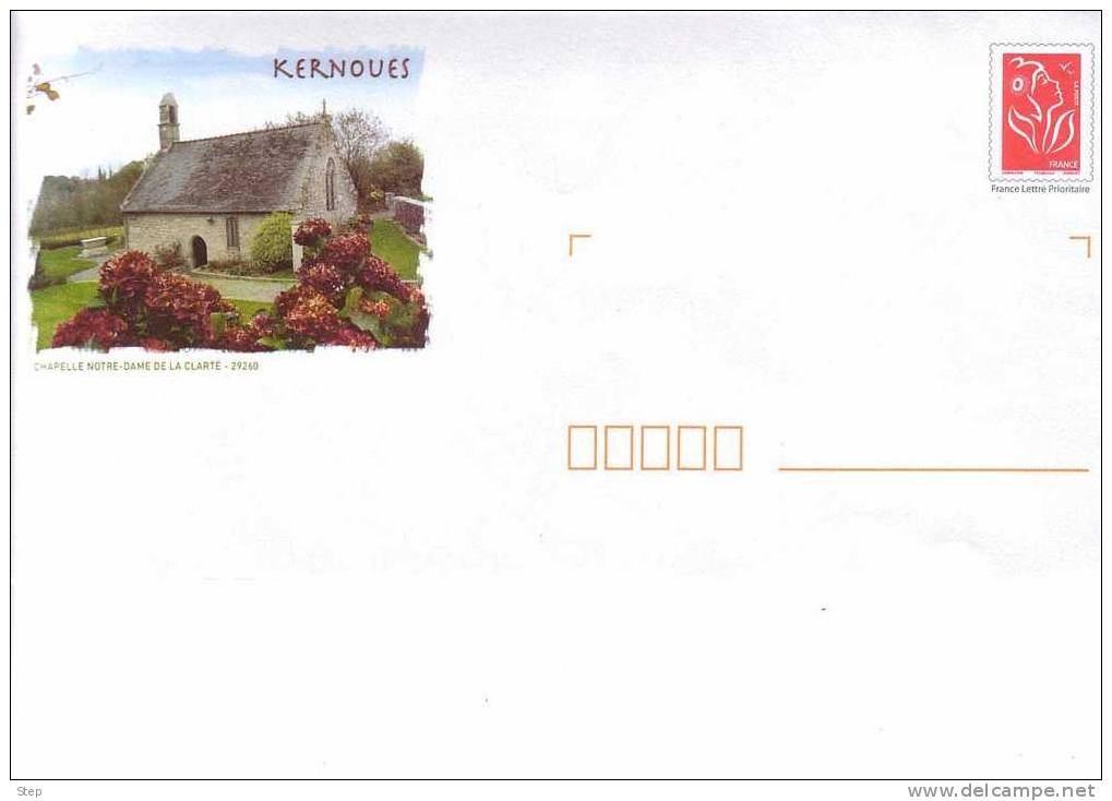 PAP KERNOUES (FINISTERE) : CHAPELLE NOTRE DAME DE LA CLARTE  Timbre "LAMOUCHE" - Listos Para Enviar: Transplantes /Lamouche