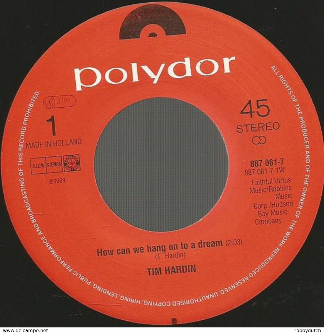 * 7" * TIM HARDIN - HOW CAN WE HANG ON TO A DREAM (Holland 1969 Reissue Ex!!!) - Filmmusik