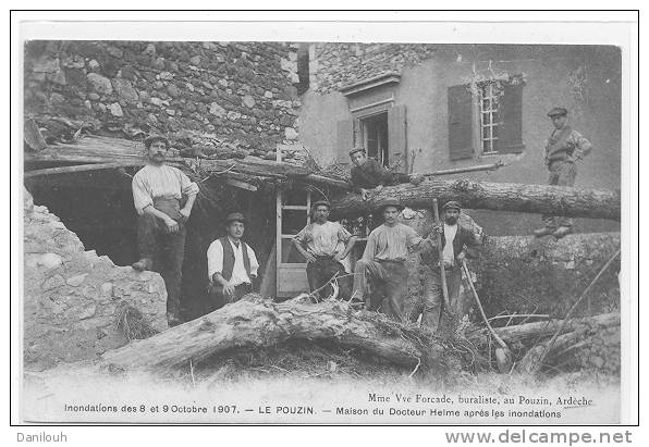 07 /FL/ LE POUZIN, Inondations Des 8 Et 9 Octobre 1907, Maison Du Dr Helme Après Les Inondations, ANIMEE - Le Pouzin