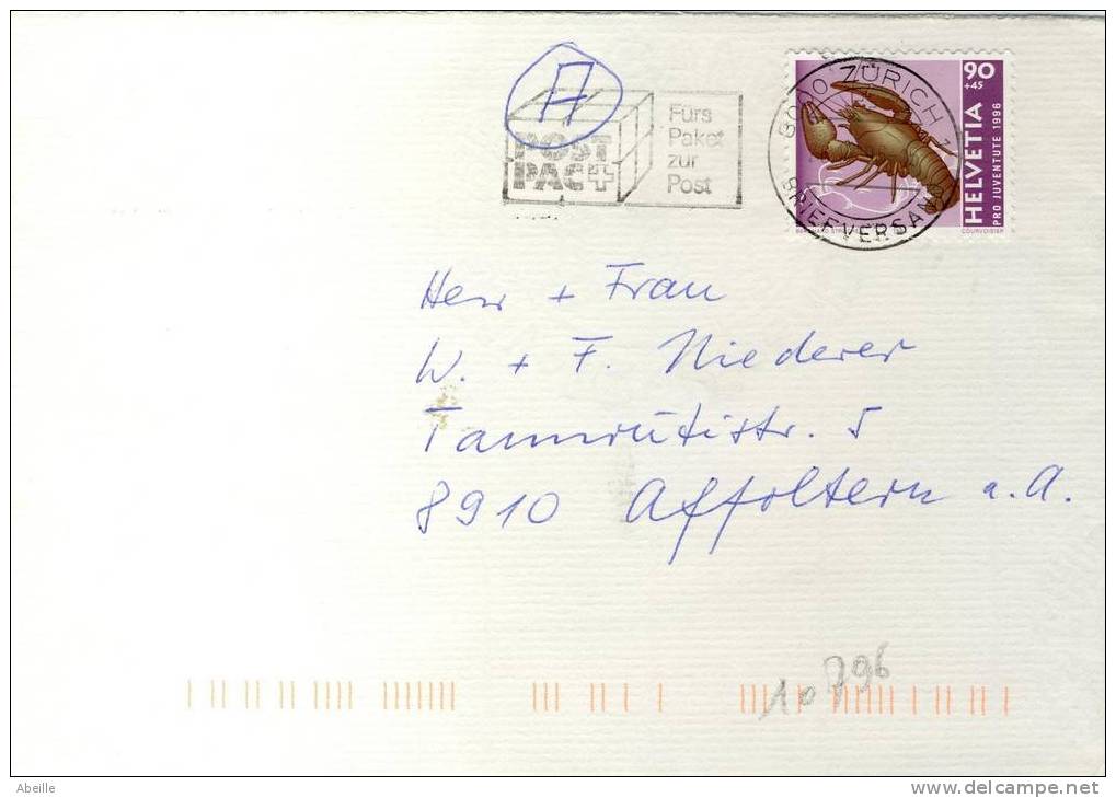 10.796   LETTRE  SUISSE - Crustacés