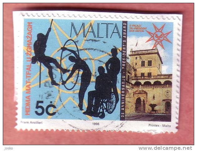 DISABLED PERSONS & GYMNASTICS & CLIMBING ( Malta Stamp On Paper ) * Disable Person - Handicape - Gymnastique - Alpinisme - Handicap