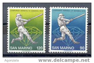 SERIE TIMBRES NOUVEAUX SAINT-MARIN SAN MARINO CHAMPIONNAT MONDIAL DE BASE-BALL - DIAMANT BRILLANT 1978 - Base-Ball