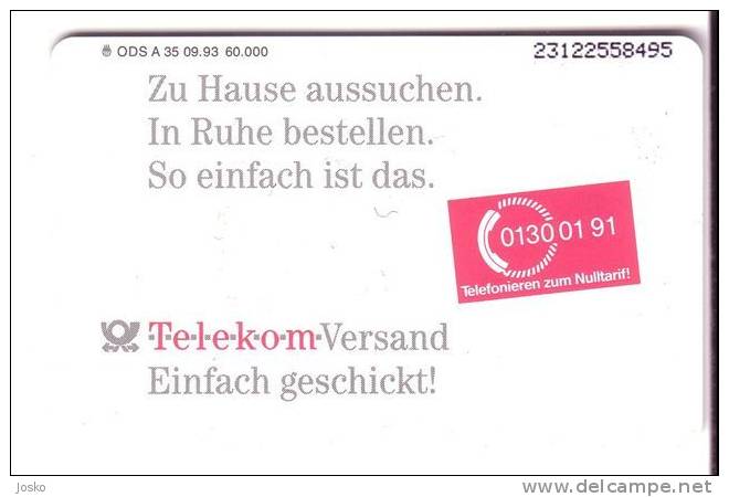 Telefonieren Zum Nulltarif   ( Germany Rare Card ODS A 35 09.93 ) - A + AD-Series : Werbekarten Der Dt. Telekom AG