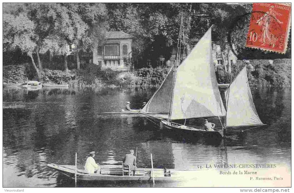 CPA. ANIMEE. LA VARENNE CHENNEVIERES. BORDS DE LA MARNE .DATEE 1907. TRES BON ETAT.. - Chennevieres Sur Marne