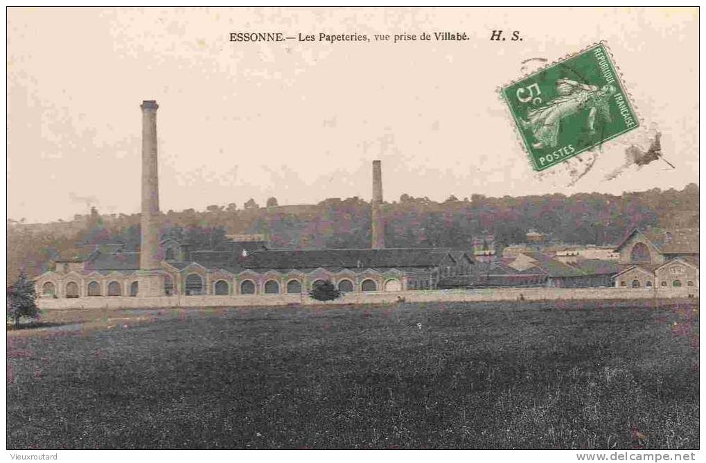 CPA. ESSONNE. LES PAPETERIES VUE PRISE DE VILLABE. VERS 1904. BON ETAT. - Essonnes