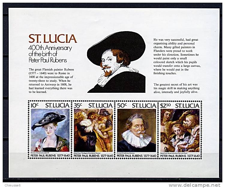 Ste Lucie ** Bloc N° 12 - Tableaux De Rubens - St.Lucia (1979-...)