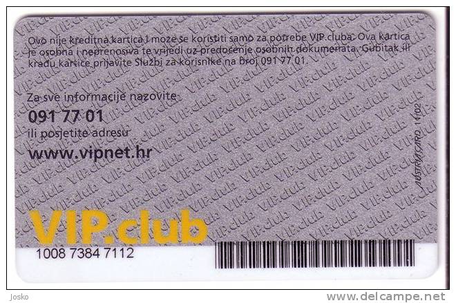 VIP.club  ( Croatia Plastic Gift Card ) - Not Phonecard - Kroatien