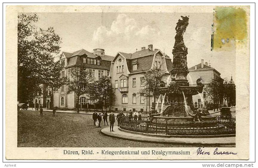 CPA DÜREN Rhld -Kriegerdenkmal Und Realgymansium + Cachets Militaires - Dueren