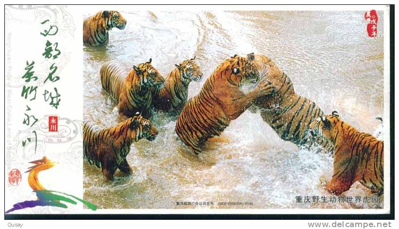 Tiger  Chongqing Zoo, Pre-stamped Card , Postal Stationery - Rhinocéros