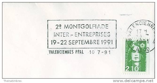 SD0278 2e Montgolfiade Inter Entreprises Flamme Valenciennes PPAL 1991 - Mongolfiere