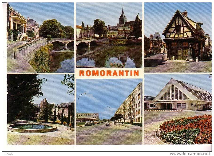 ROMORANTIN -  6 Vues  : La Poste  & Pt Sur Sauldre, Eglise St Etienne, Maisons Anciennes, Le Carroir Doré, Ss Préfecture - Romorantin