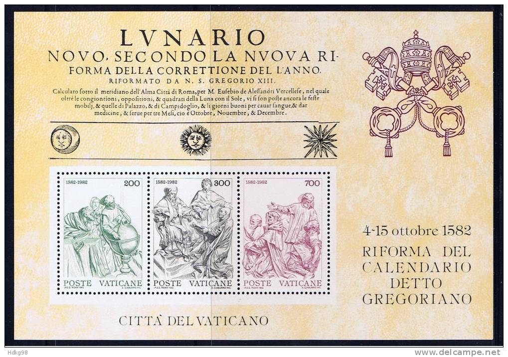 V+ Vatikan 1982 Mi Bl. 4** Gregorianischer Kalender - Neufs