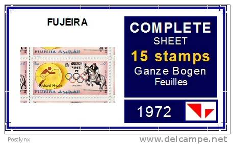 BULJK:2 X OLYMPIC Fujeira 1972, Munich England Meade Horse 5R Sheet:15 Stamps [hojas,Ganze Bogen,feuilles,foglios - Fujeira