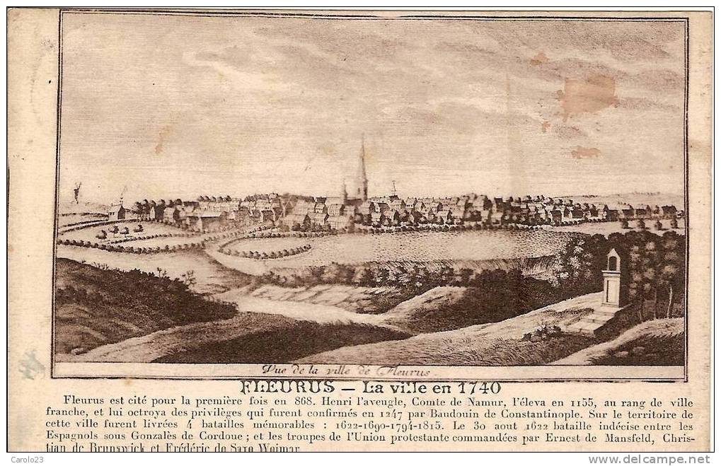 FLEURUS   :  LA  VILLE  EN  1740  -  COLLECTION " LA BELGIQUE HISTORIQUE " - Fleurus