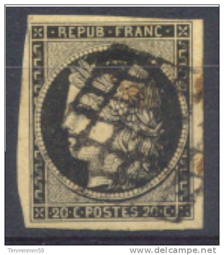 Lot N°6031  N°4b Noir/chamois, Oblit Grille, Coté 200 Euros - 1849-1850 Cérès