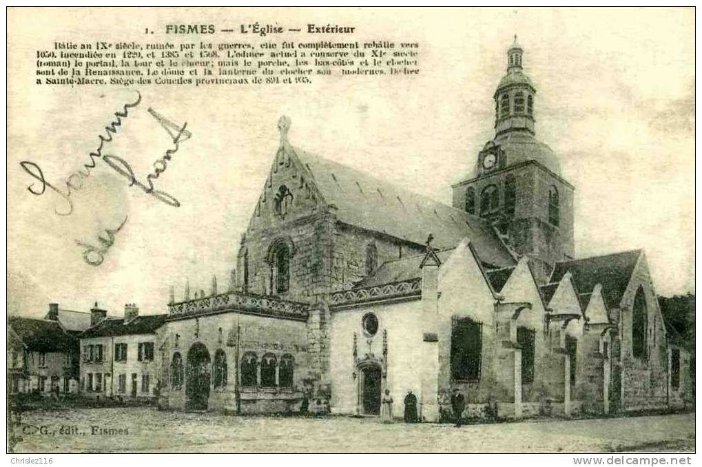 51 FISMES L'église   1917 - Fismes