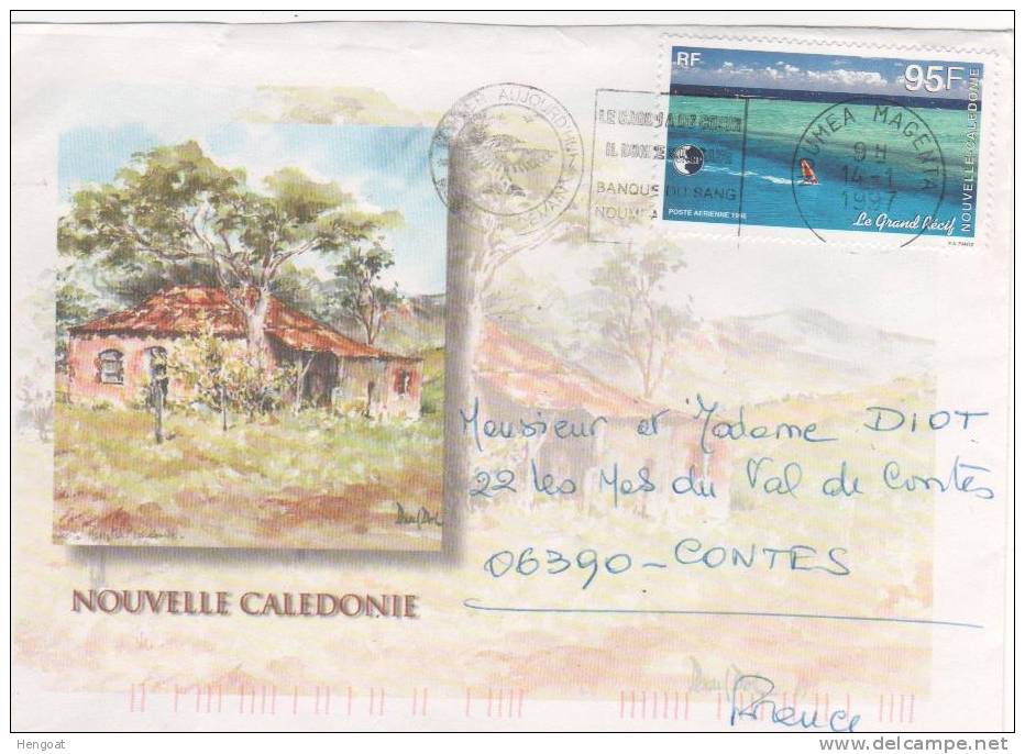 Timbre Yvert PA 346 / Enveloppe De Nouméa Magenta Du 14/ 1/ 97 - Brieven En Documenten