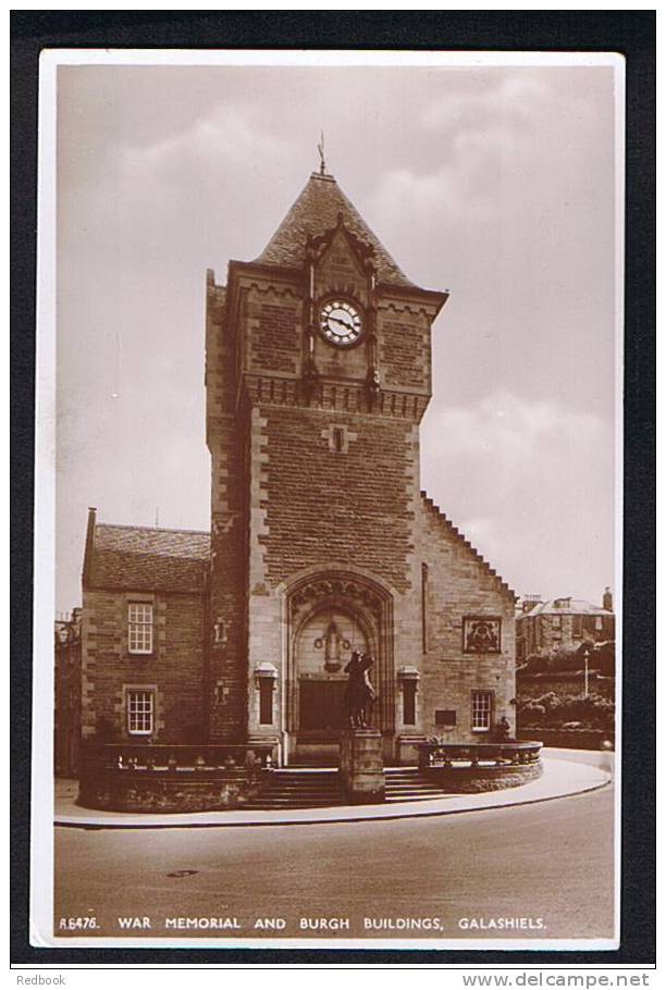 Real Photo Postcard War Memorial & Burgh Buildings Galashiels Selkirk Scotland - Ref B105 - Selkirkshire