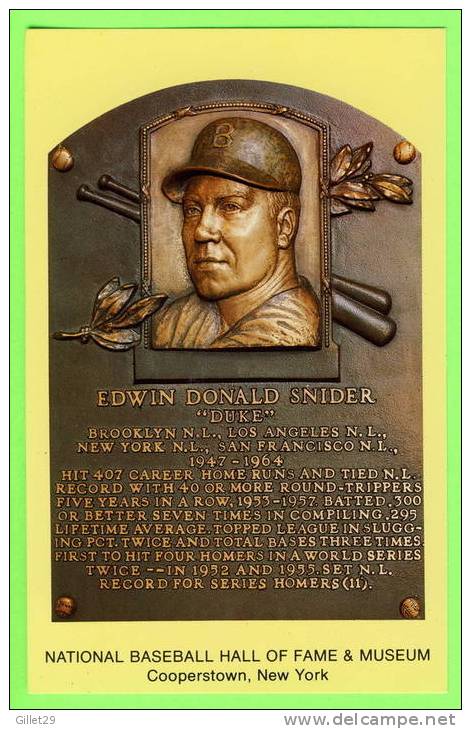BASEBALL - EDWIN DONALD SNIDER (DUKE) - NATIONAL HALL OF FAME - - Baseball