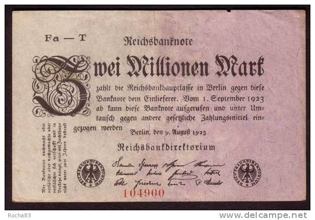 BILLETS ALLEMAGNE - Reichsbankdirektorium - 2 Millionen Mark - Du 02 08 1923 - Pick 103 - 2 Millionen Mark