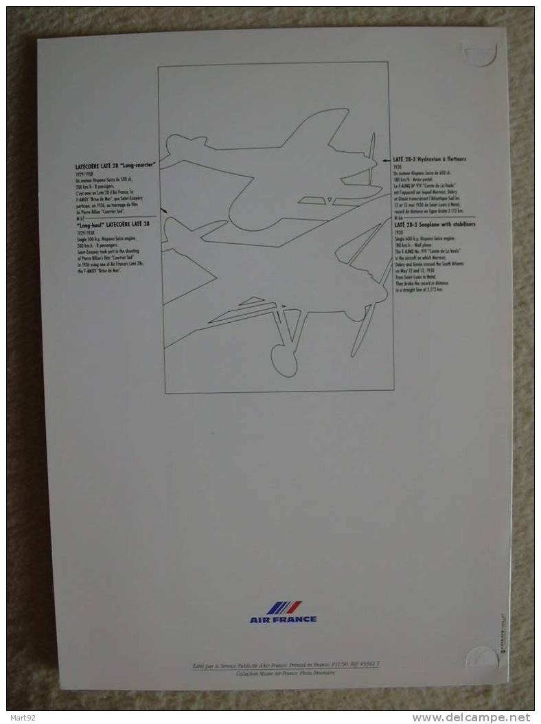 MENU AIR FRANCE SERIE AVIONS  VOL NEW YORK NICE - Menus