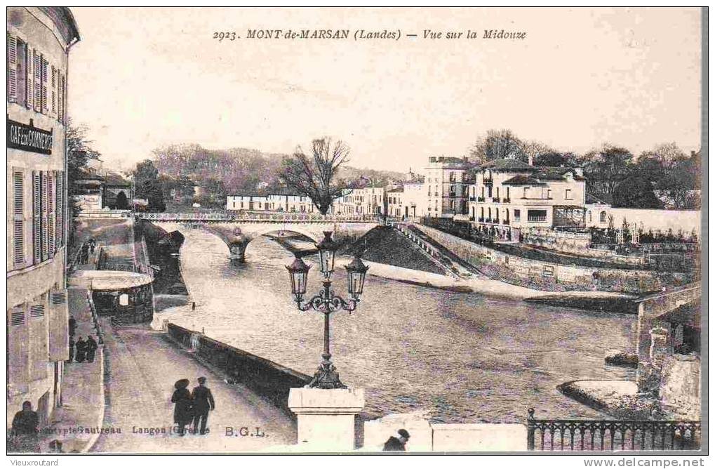 CPA. ANIMEE.MONT DE MARSAN. VUE SUR LA MIDOUZE. TRES BON ETAT. - Mont De Marsan