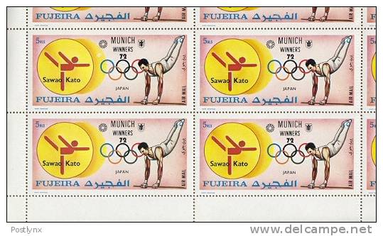 BULK:2 X OLYMPICS Fujeira 1972, Munich Japan Kato Gymnastics 5R, Sheet:15 [feuilles,Ganze Bogen,hojas,foglios,vellen] - Gymnastik