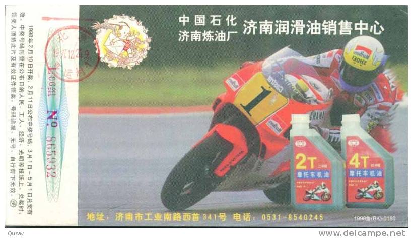 Motorbike  , Lubricating Oil  Of Jinan Refinery Ad.   Pre-stamped Card , Postal Stationery - Motorbikes