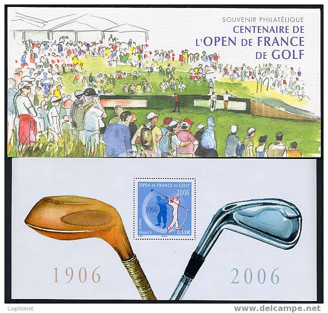 FRANCE 2006, 1 BLOC SOUVENIR OPEN DE GOLF Sous Blister, Neuf / Mint - Golf