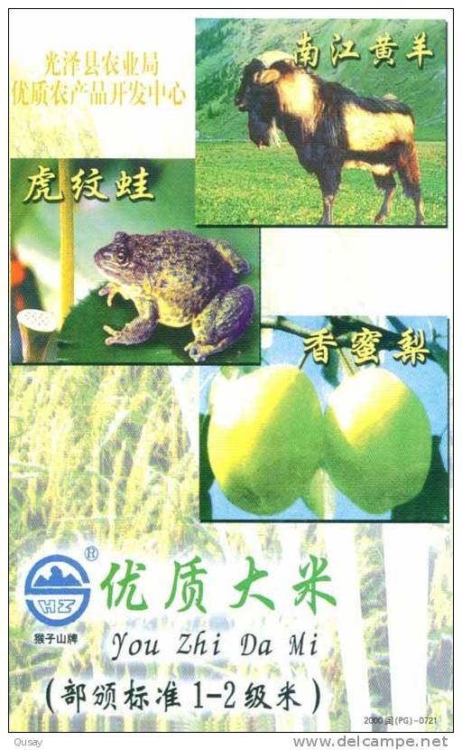 Rare Animal , Mongolian Gazelle , Frog , Pear Fruit  .   Pre-stamped Card , Postal Stationery - Grenouilles
