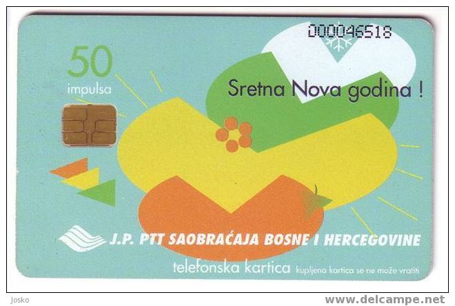 HAPPY NEW YEAR 1998. & CALENDAR  ( Bosnia And Herzegovina Old & Rare Card ) * Calender - Calendrier - Calendario - Bosnie