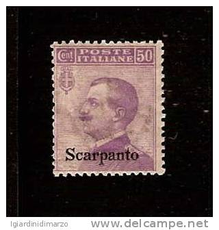 ITALIA-Possedimenti Italiani-Egeo-SCARPANTO-valore Nuovo S.t.l. Da 50 C. Con Soprastampa-in Buone Condiz.- DC1535. - Ägäis (Scarpanto)