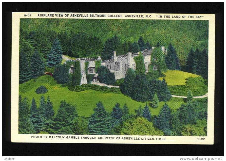 Airplane View Of Asheville Biltmore College, Asheville, North Carolina - In The Land Of The Sky - Asheville