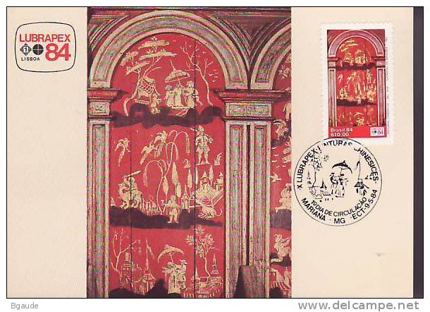 BRESIL CARTE MAXIMUM NUM.YVERT 1664 PEINTURES CHINOISES EGLISES ABBATIALE DE MARIANA - Tarjetas – Máxima