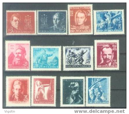YU 1951-06 REBELLION DAY, YUGOSLAVIA, Michel #641-2; 658-65, 10v, MNH - Unused Stamps