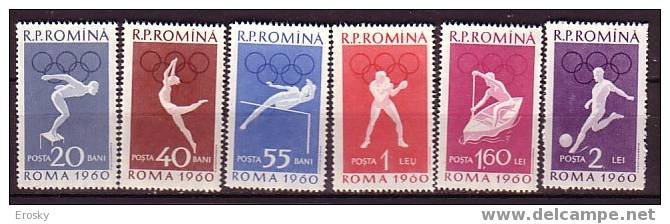 PGL - JEUX OLYMPIQUES 1960 ROMANIA Yv N°1720/25 ** - Sommer 1960: Rom